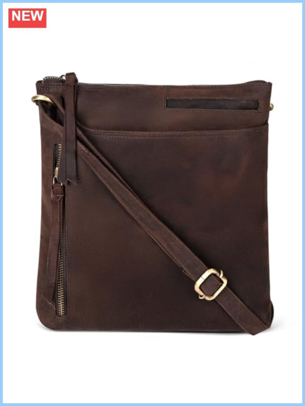 Genuine Leather Crossbody Bag Adjustable Strap Medium Sling Purse